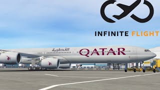 Infinite flight simulator Airbus a340 Qatar airways