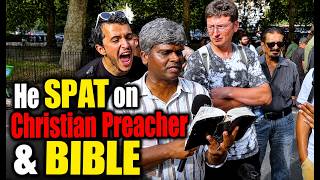Arab Muslim Spits On Christian Preacher Bible