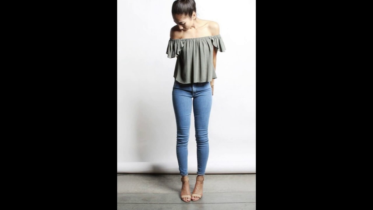 outfits blusa con hombro descubierto - YouTube