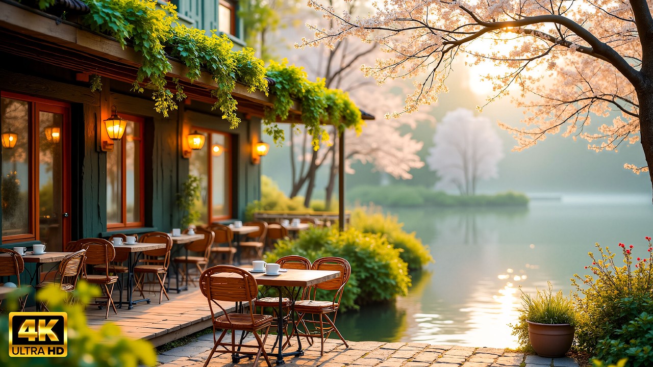 Умиротворяющая атмосфера кафе на берегу озера ☕ Нежная фортепианная музыка и звуки природы для сосре