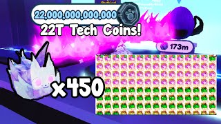 I Spent 22 Trillion Tech Coins And Hatched 450 Galaxy Fox Mythical! - Pet Simulator X Roblox