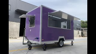 Custom Size Street Mobile Kitchen Purple Concession Trailer Tacos Restaurant Food Kiosk 350X200CM