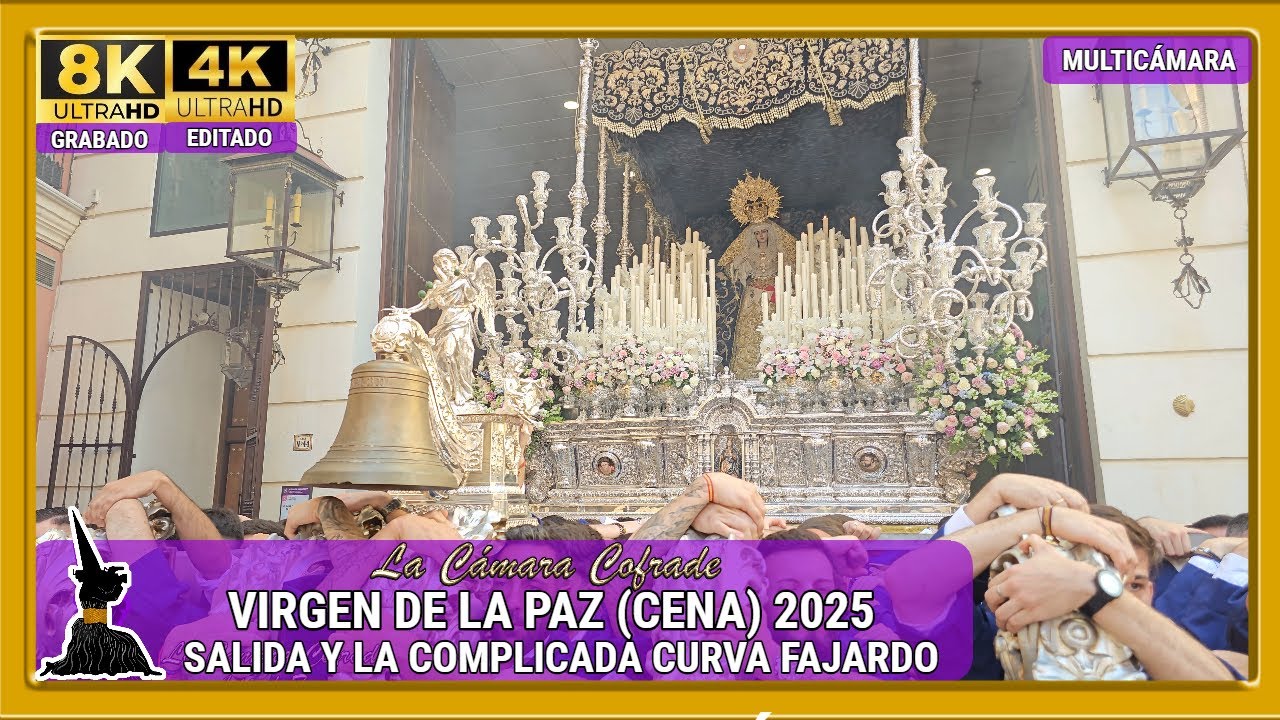 VIRGEN DE LA PAZ (CENA). SALIDA Y ESPECTACULAR CURVA FAJARDO. SEMANA SANTA MÁLAGA 2025. MULTICAM 4K