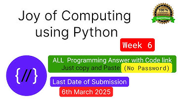 NPTEL The Joy of Computing using python week 6 all 3 programming assignment answer with link of code