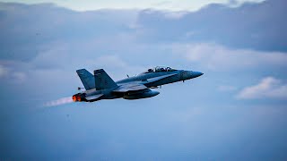 Full Throttle US F/A-18 Hornets Maneuver Takeoff and Aerial Refueling