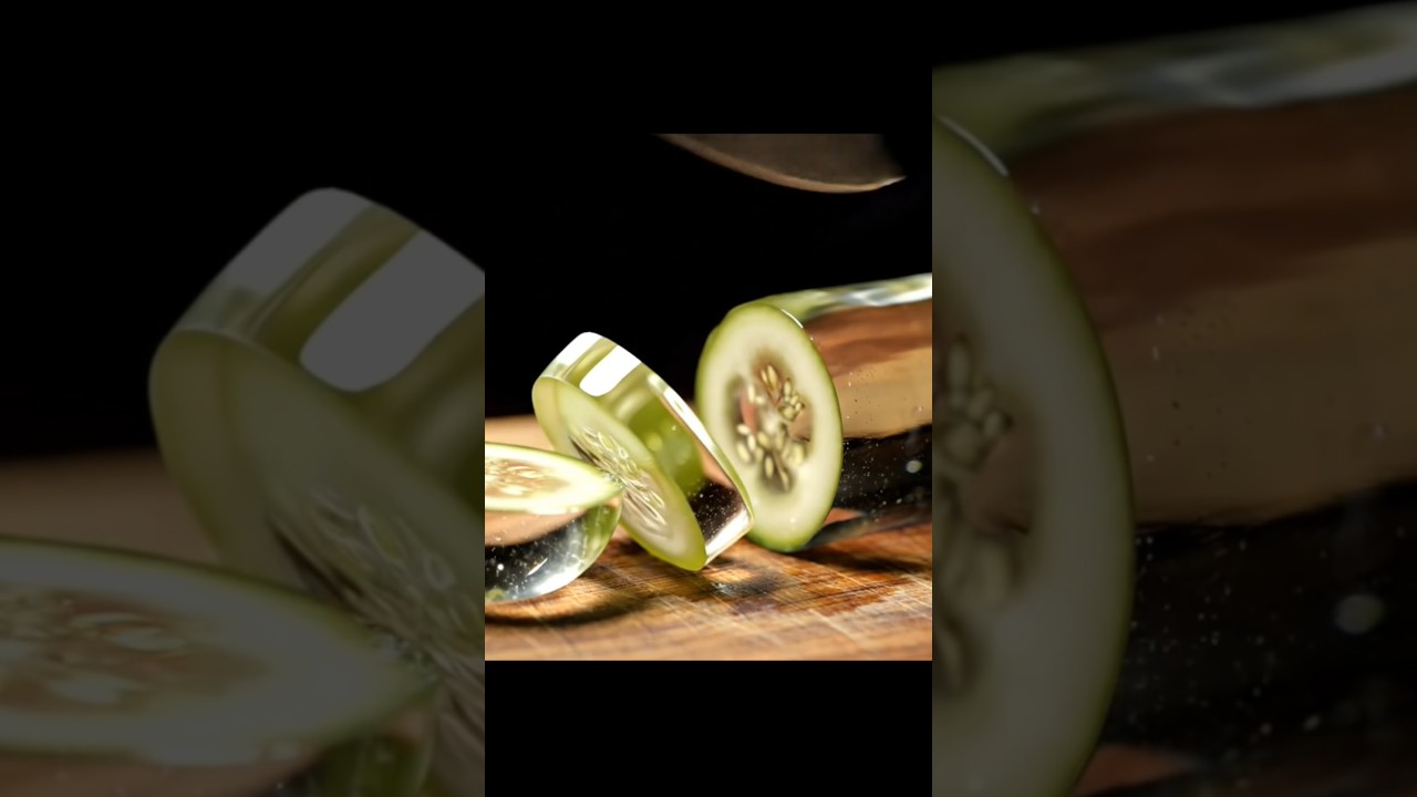 Glass cucumber cutting ASMR 🥒😀 
