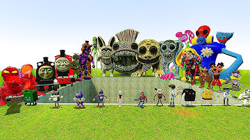 ALL SMILING CRITTERS GIANT FORMS VS ALL FNAF 1-10 ANIMATRONICS In Garry