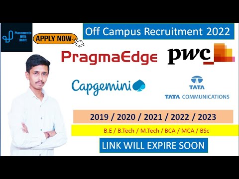 Capgemini Mass Recruitment 2022 | Tata Communication Hiring Freshers | PWC Hiring | PragmaEdge Jobs