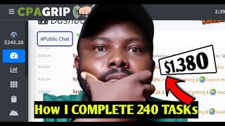 How I COMPLETED 240 TASKs ON CPAGRIP, CPABUILD SELF CLICK (Make Money Online 2023)