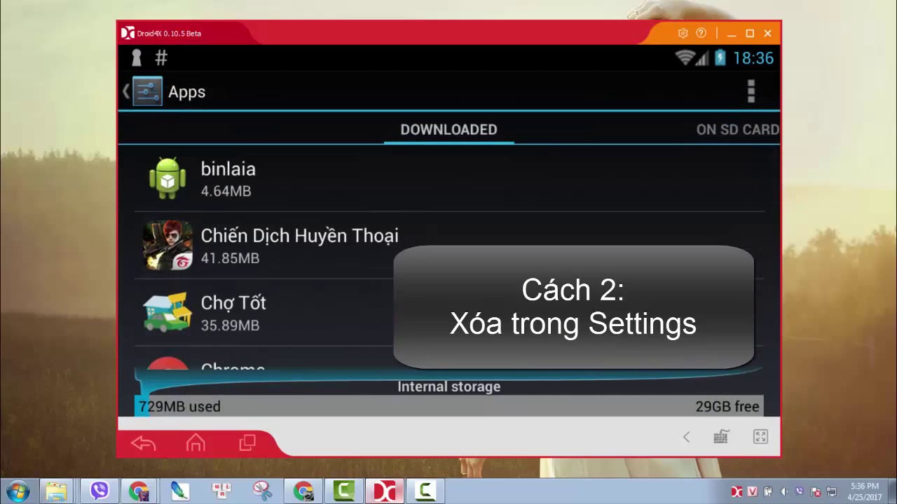 Cách xóa ứng dụng trên giả lập Droid4X
