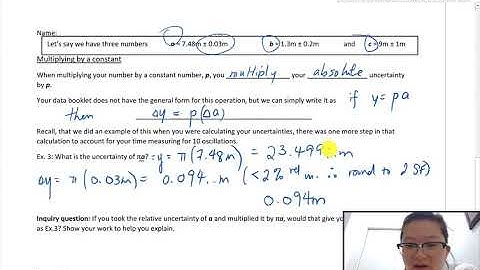 1.07 Uncertainty Propagation in analyzing data obtained in physics labs_multiplying by a constant