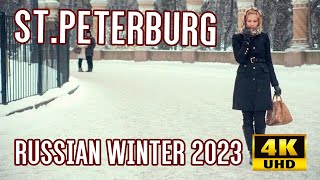 Walking Tour Winter St. Petersburg Historical Center 4k Russian