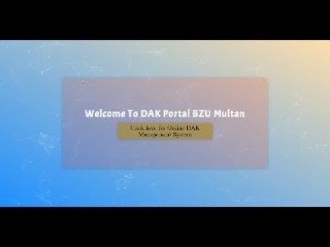 Online DAK management System BZU Login Method