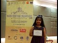 Aarya chavda at world heritage volunteers 2018  ahmedabad india