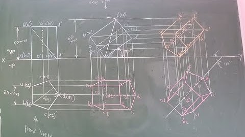 30 - Orthographic projection of pentagonal prism resting with corner-Mod 3- Graphics by GURUDATT.H.M