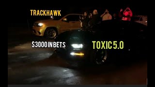 Nitrous Mustang GT 5.0 vs 1000hp Jeep Trackhawk Street Race