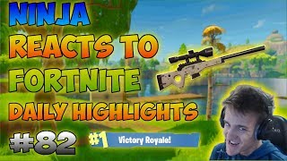 Ninja Reacts To Twitch Moments' Fortnite Daily Highlights #82!