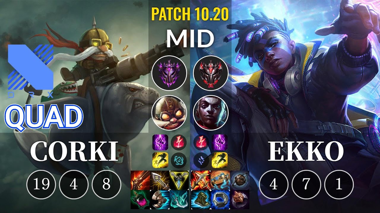 DRX Quad Corki vs Ekko Mid - KR Patch 10.20