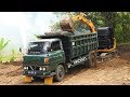 CAT 305.5E2 Mini Excavator Loading Old Dump Truck Mitsubishi Colt Diesel T200