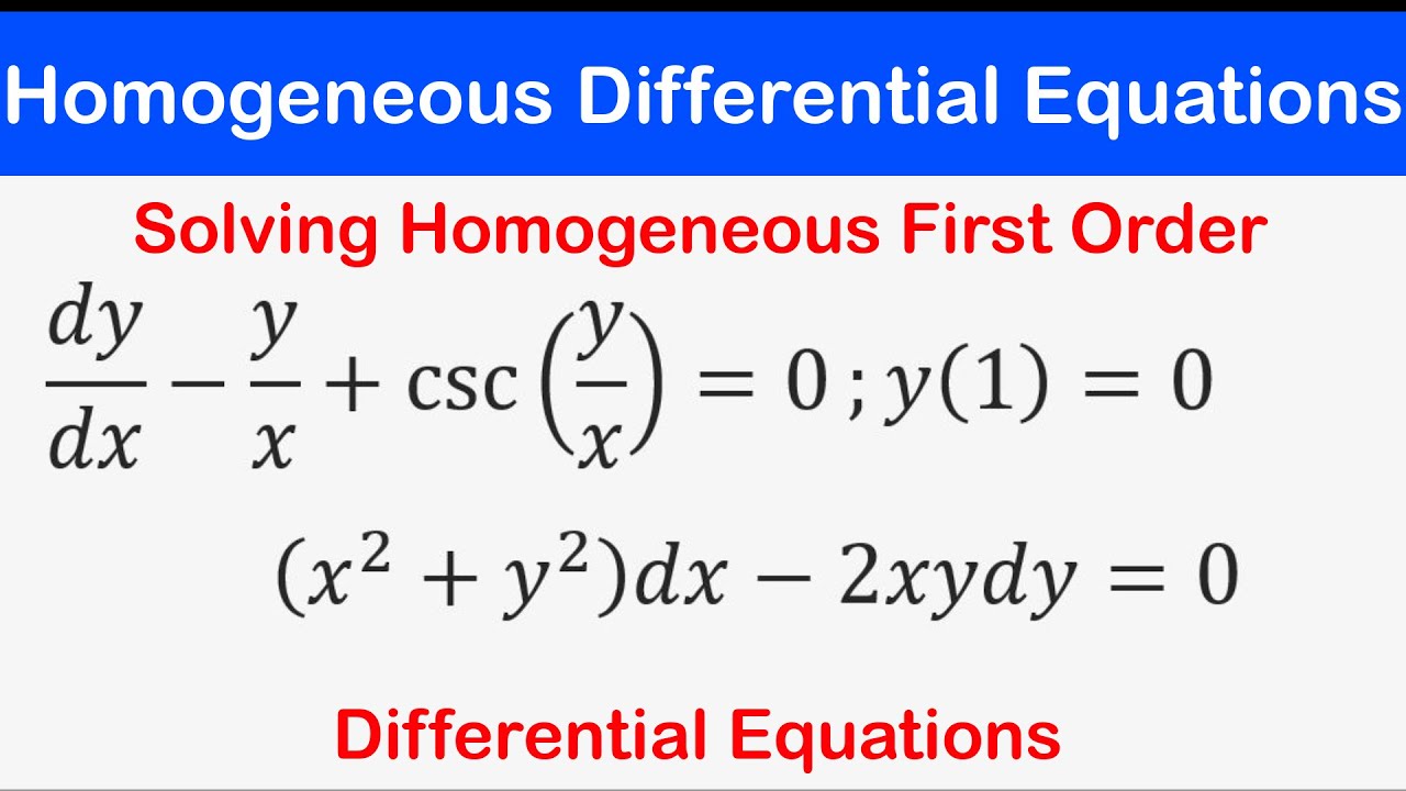  11 homogeneous first order differential equations solved examples