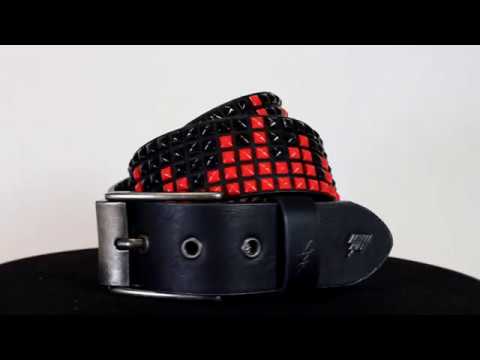 Lowlife Shrink Belt - Black Textured Leather Belt With Small Studs, Brushed Metal Buckle