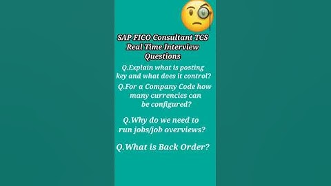 sap fico real time interview questions #shortvideo #sap #shorts #short