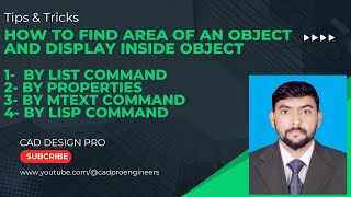 How to Find and Display the Area of an Object in AutoCAD| By lisp & Commands | Rana Sohail