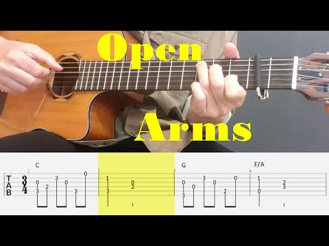 Open Arms - Journey - Easy Fingerstyle guitar with tabs