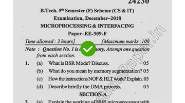 2017 Mdu BTech CSE 5th Sem Microprocessor & interfacing System #MduQuestionPaper