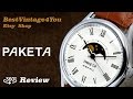 Hands-on video Review of Raketa Moonphase Unique Soviet Quartz Watch From 80s