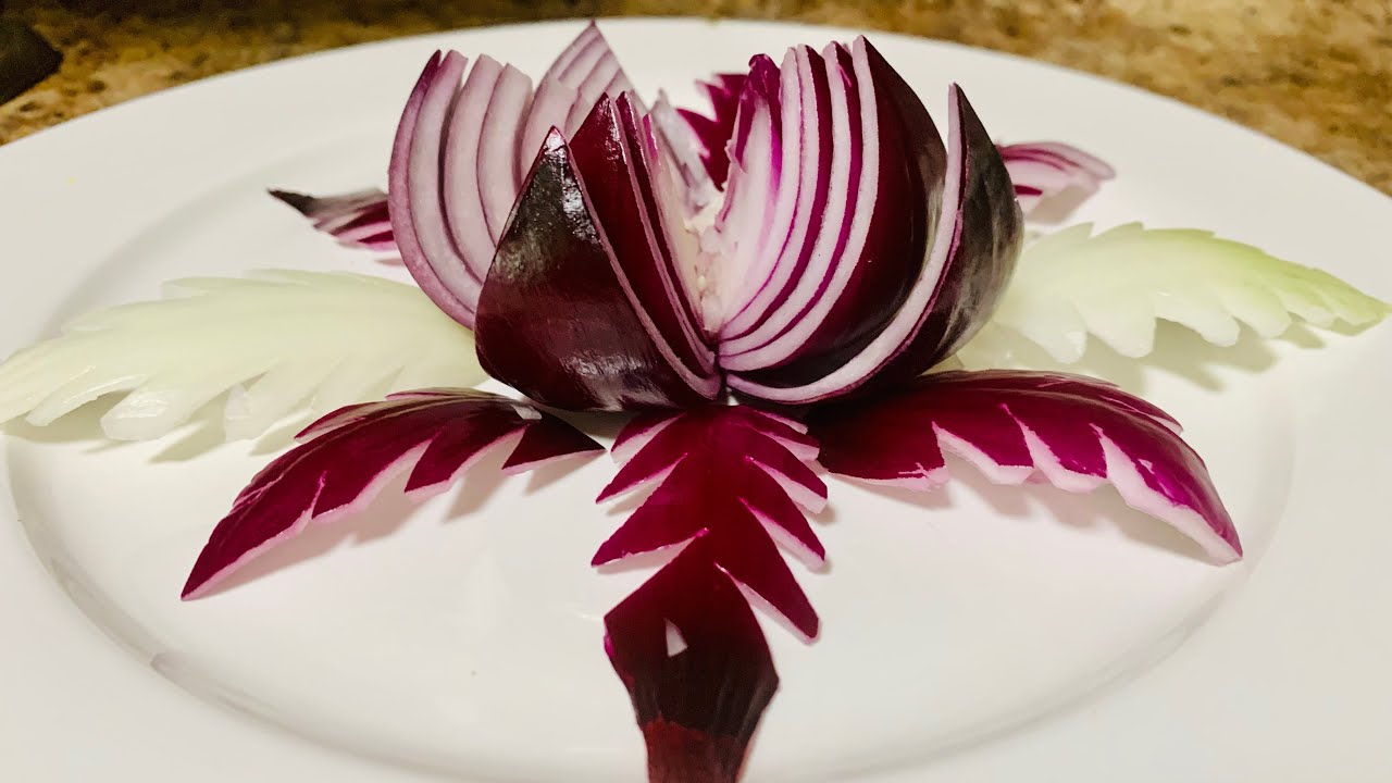 How to carving red onions _ onions carving flower YouTube