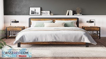 Garvee Nightstand Set of 2 with Charging Station Retro Side Table