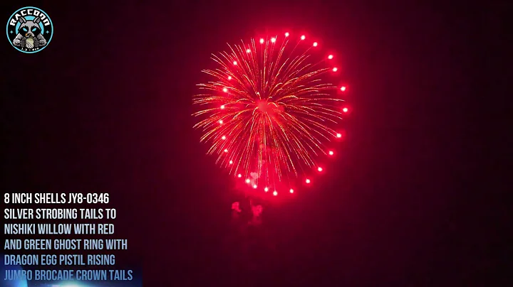 Raccoon Fireworks 1.3G JY8-0346 Award-Winning Shell-Strobing Tails to Nishiki Willow Red, Green Ring