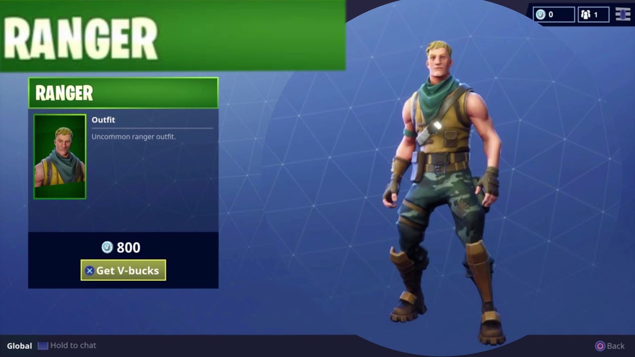 Ranger Outfit Character Skin Uncommon Loot Item for Fortnite Battle Royale - 