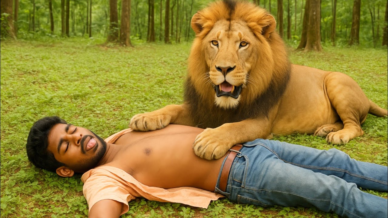 Lion attack on village boy in forest|| flute playing time|| Lion attack in jungle||