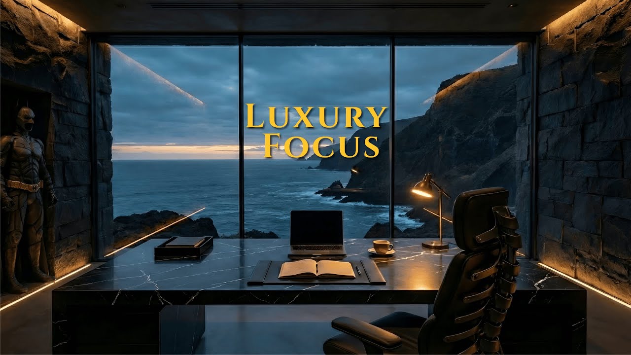 Luxury Focus – Work Like Bruce Wayne in a Secret Cliffside Office | 5 Hours Deep Focus Work Music