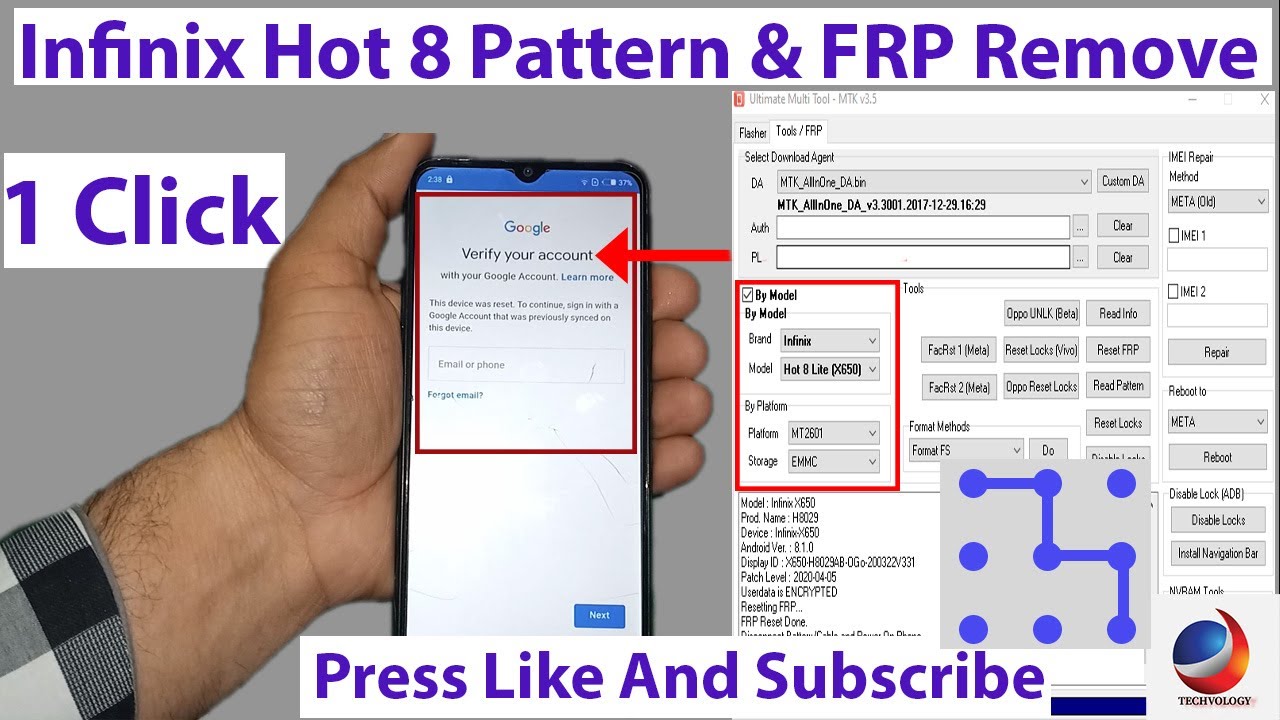 Infinix Hot 8 X650 Pattern Unlock Hard Reset Infinix Hot 8 FRP Bypass
