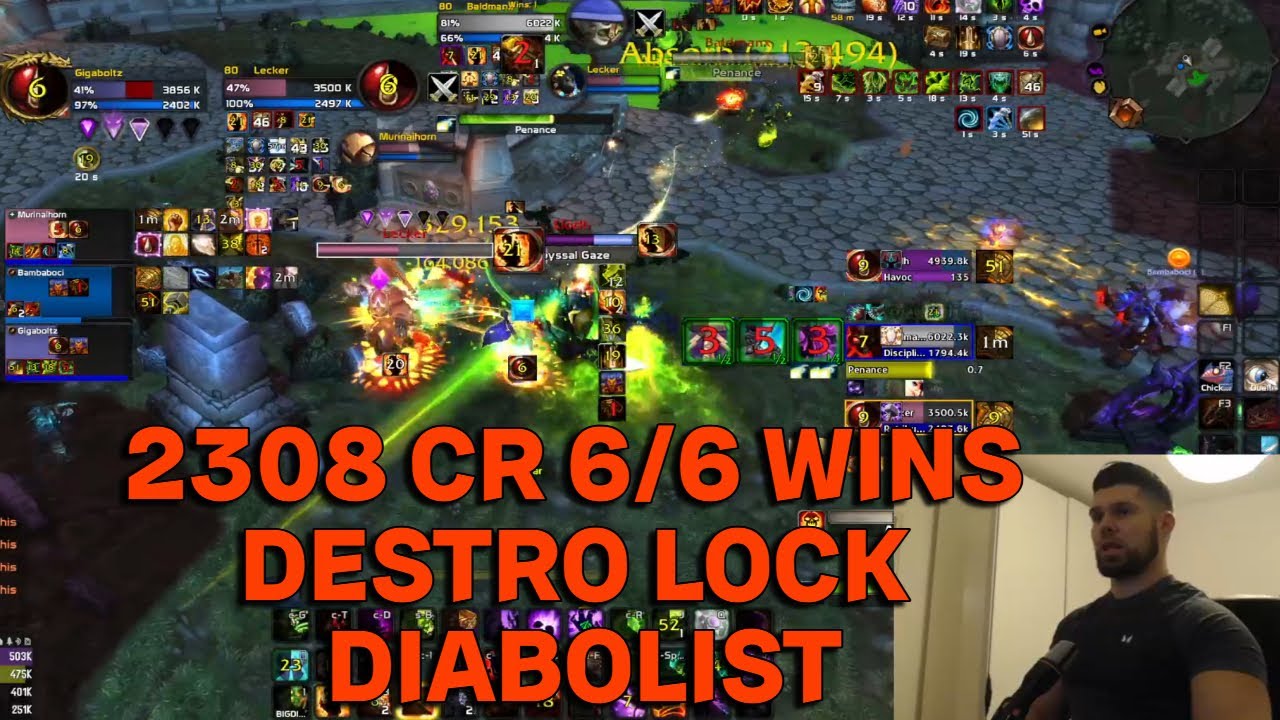 Solo Shuffle 2308cr 6/6 WINS - Destruction Warlock Diabolist - The War ...