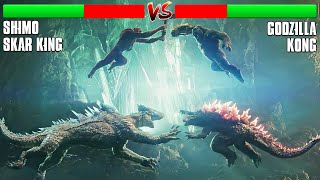 Godzilla & Kong Vs Shimo & Skar King Battle Scene 4K with Health Bar