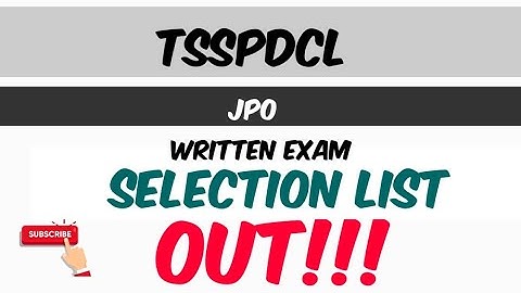 Tsspdcl written exam selected list|JPO|latest job updates