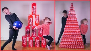 AMAZING COCA COLA CHALLENGE 100 CANS • On joue au bowling avec ! :) - Studio Bubble Tea challenge