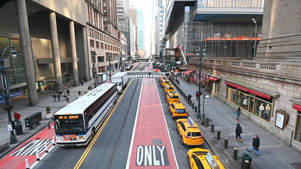 Empty and quiet streets of Manhattan during coronavirus outbreak in March 2020
