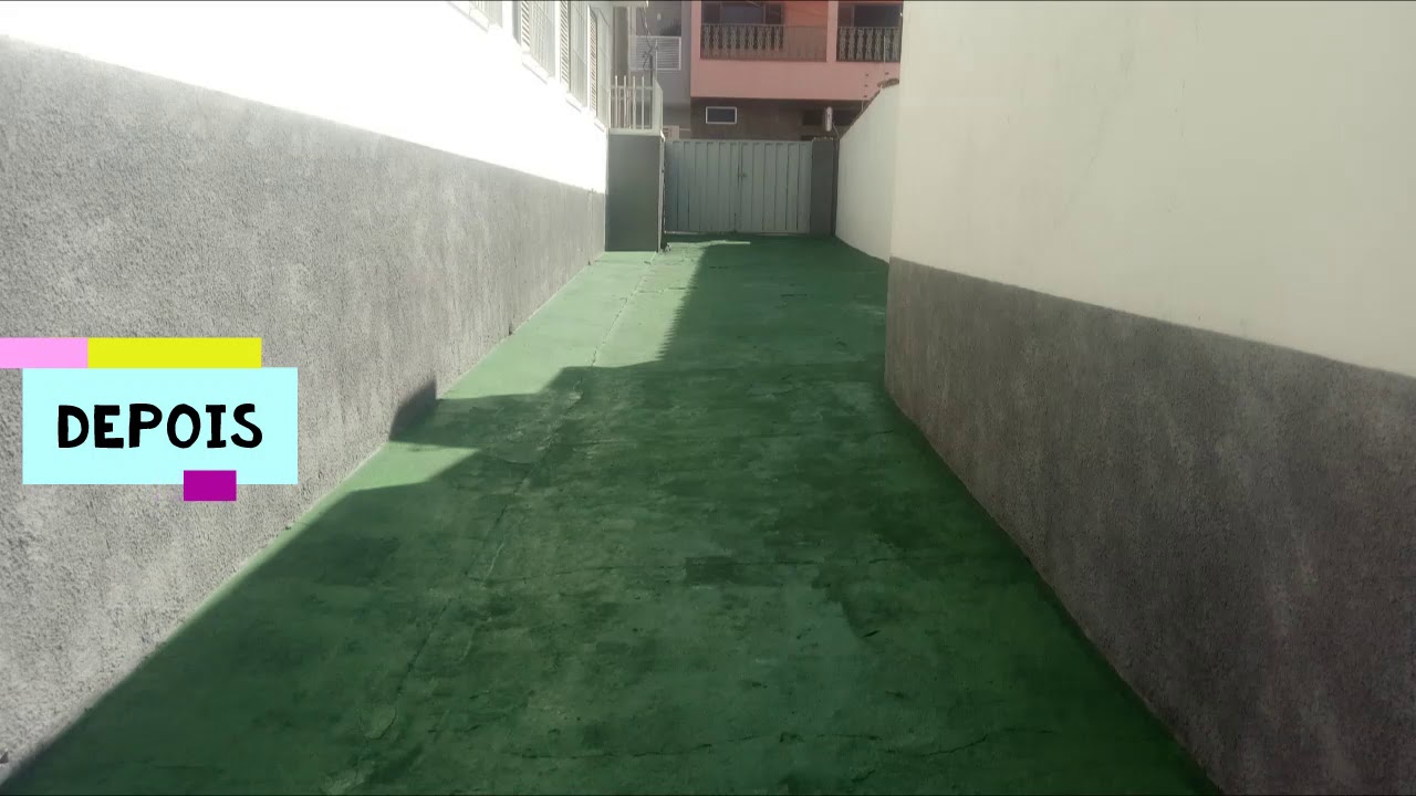 Trabalho de Pintura com tinta para piso de cor verde. Veja como fica