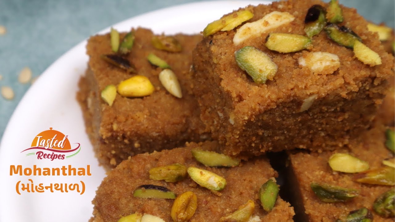 Mohanthal Recipe with Jaggery and Without Sugar | મોહનથાળ બનાવવાની રીત | Tasted Recipes