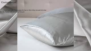 CoutureBridal 2 Pack Satin Silk Pillowcases No Zipper with Envelope Closure Authenticity 50 Exclusive Design Envelope Closure Pillowcases