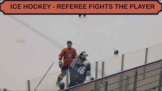 Ice Hockey - Referee Fights Player (HD)