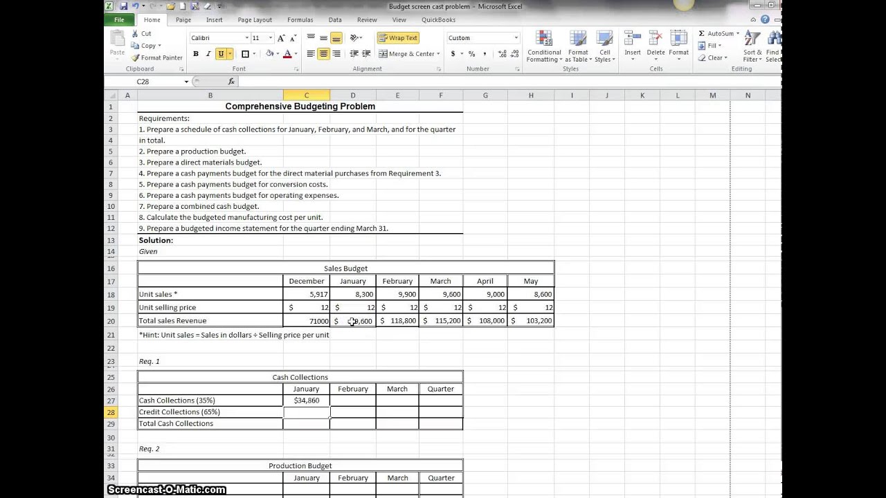 1 sales cash collections budgets youtube