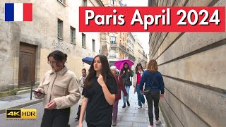 Paris 🇫🇷 April 2024 Spring Walking Tour 4K HDR
