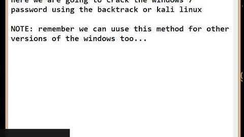 windows 7 password break using Kali and backtrack most easy method