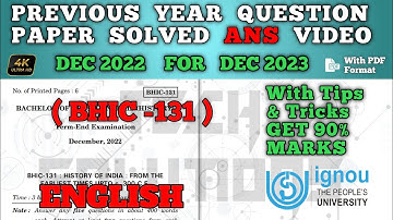 Bhic 131 Solved question paper for dec 2023 in English | Bhic 131 Study material Dec 2023 | #ignou